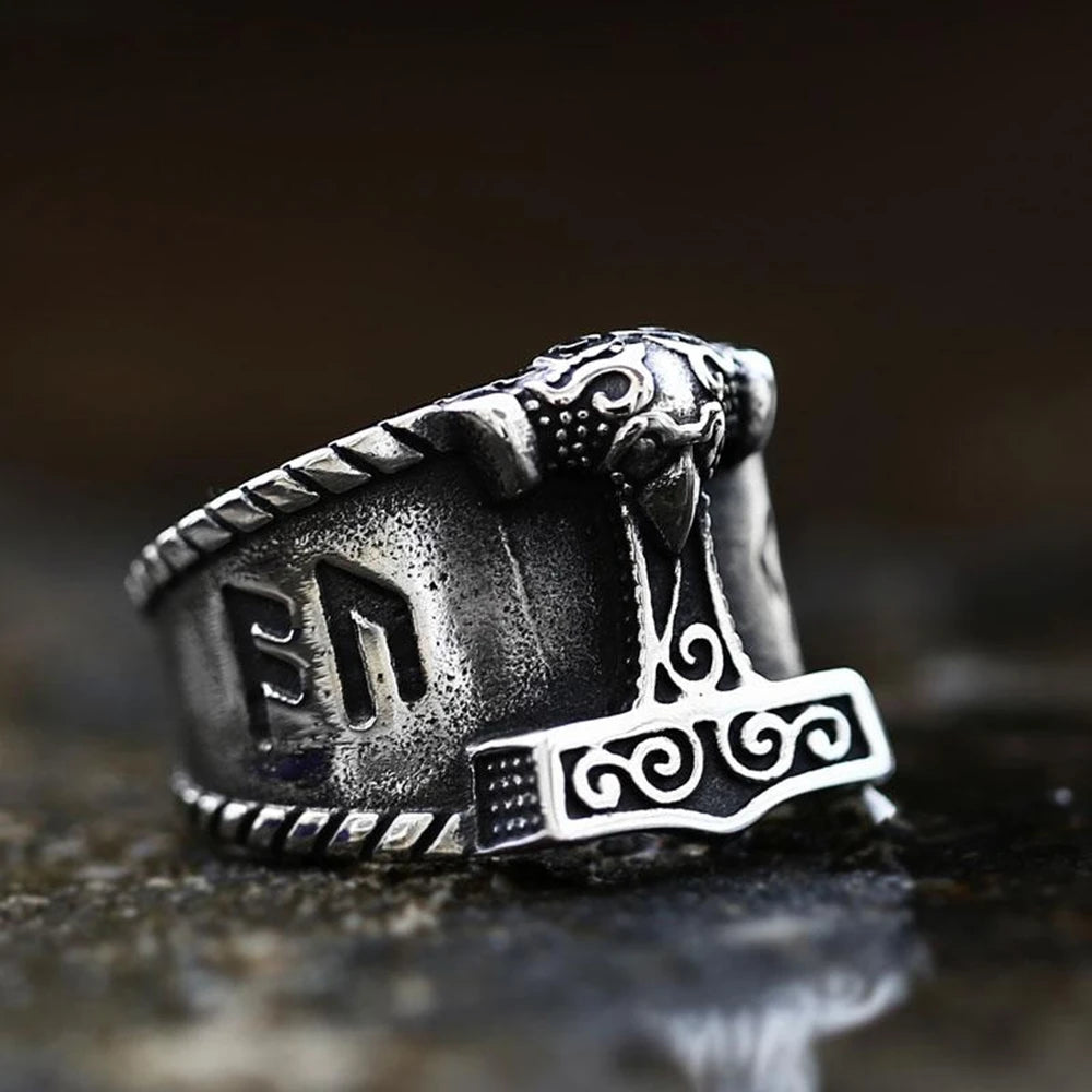 Viking Ring - Mjolnir With Raven – Valhalla Vikings