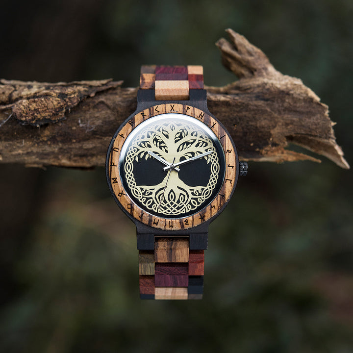 YGGDRASIL TREE OF LIFE WOODEN VIKING WATCH