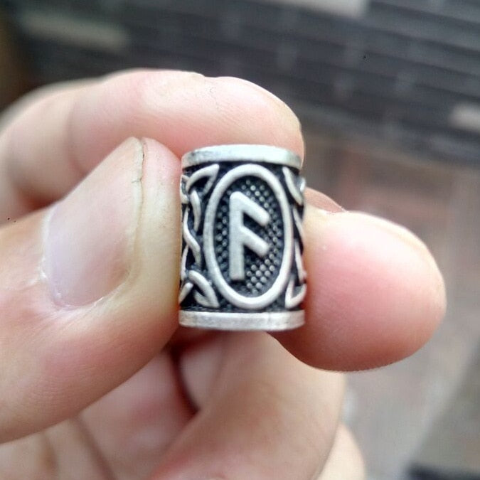 VIKING BEARD BEAD WITH NORSE RUNES