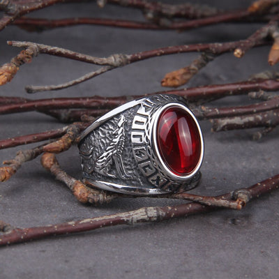 Viking Ring - Wolf And Raven Blood Ring