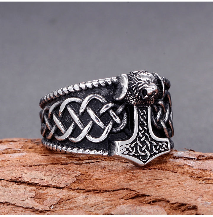 Viking Ring - Thor's Hammer Celtic Knot