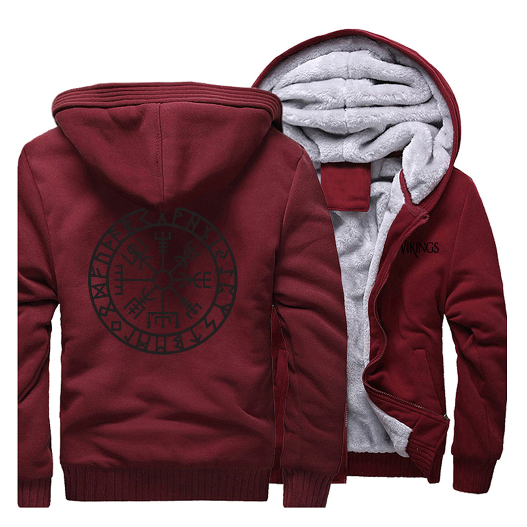 Full Zip Viking Hoodie With Vegvisir Print