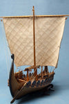 CLASSIC DRAKKAR WOODEN MODEL SHIP WITH DRAGON HULL AND WOODEN MAST WITH SAIL