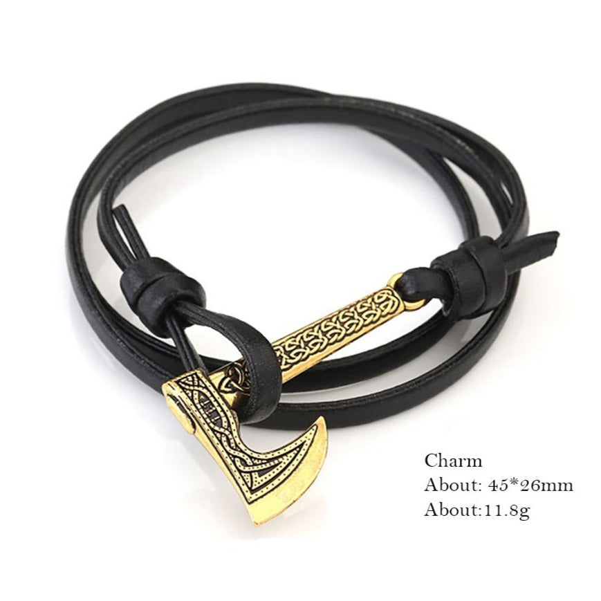 Viking Leather Bracelet - Nordic Axe