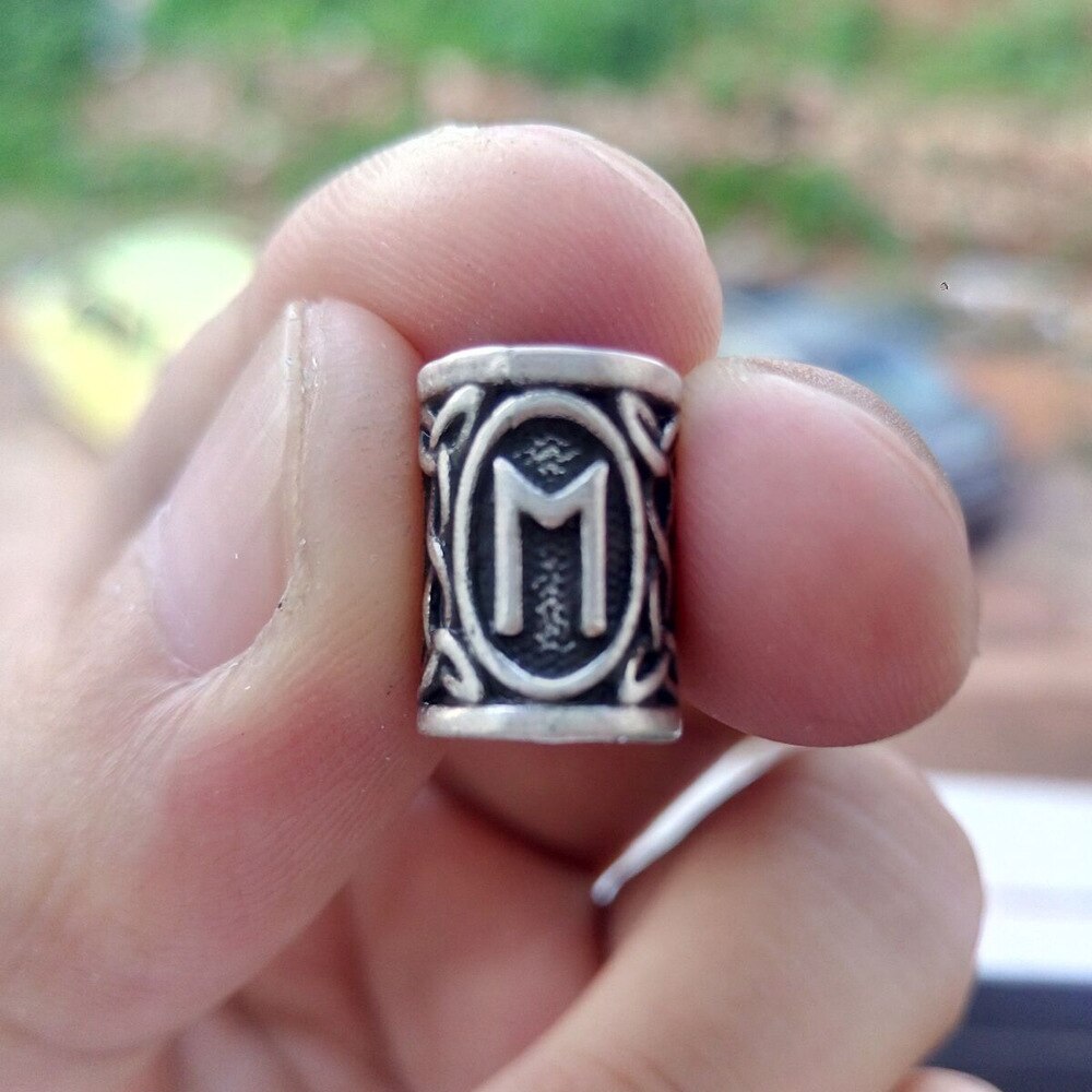 VIKING BEARD BEAD WITH NORSE RUNES