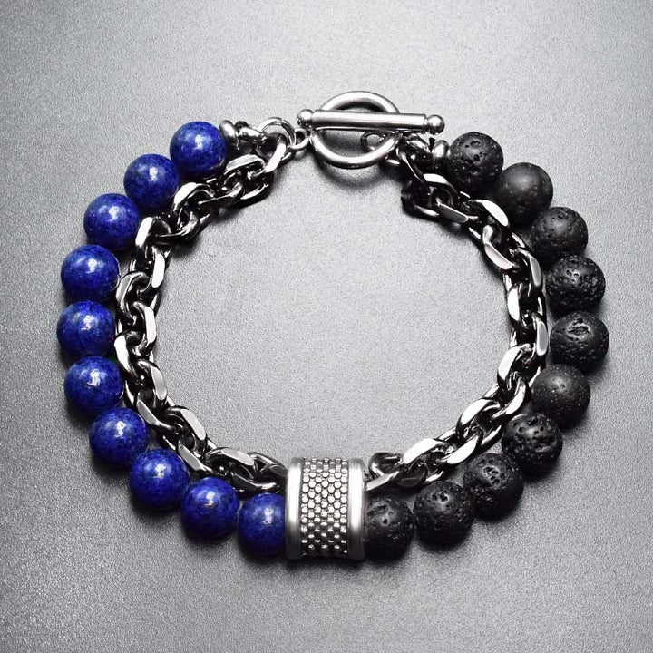 Double-layer Beaded Stone Viking Bracelet