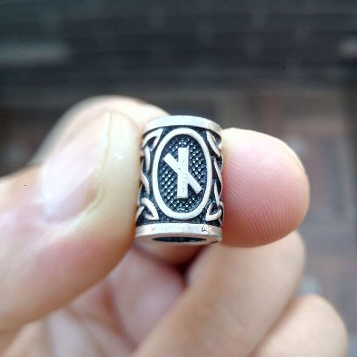 VIKING BEARD BEAD WITH NORSE RUNES