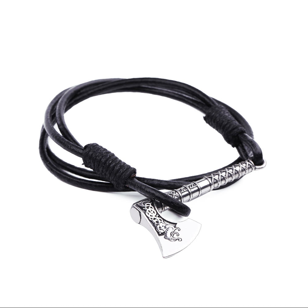 Viking Axe Wrap Leather Bracelet