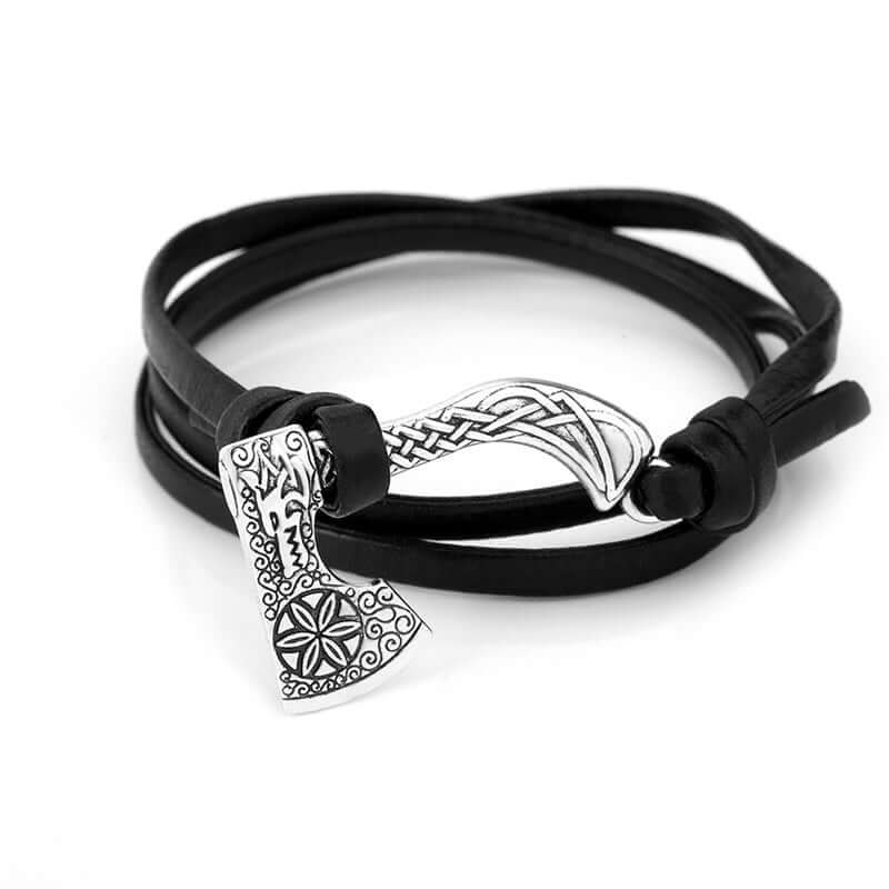 Dragon's Head Axe Wrap Leather Bracelet