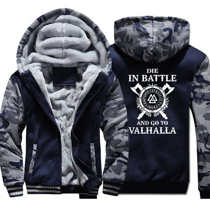 Viking Hoodie With Symbols And Go To Valhalla Prints