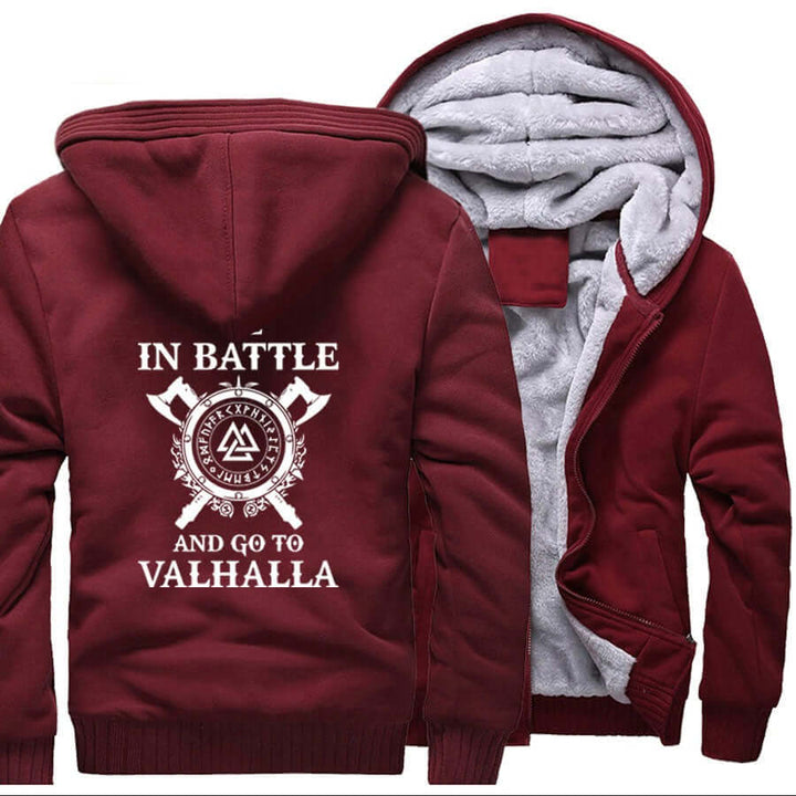 Viking Hoodie With Symbols And Go To Valhalla Prints