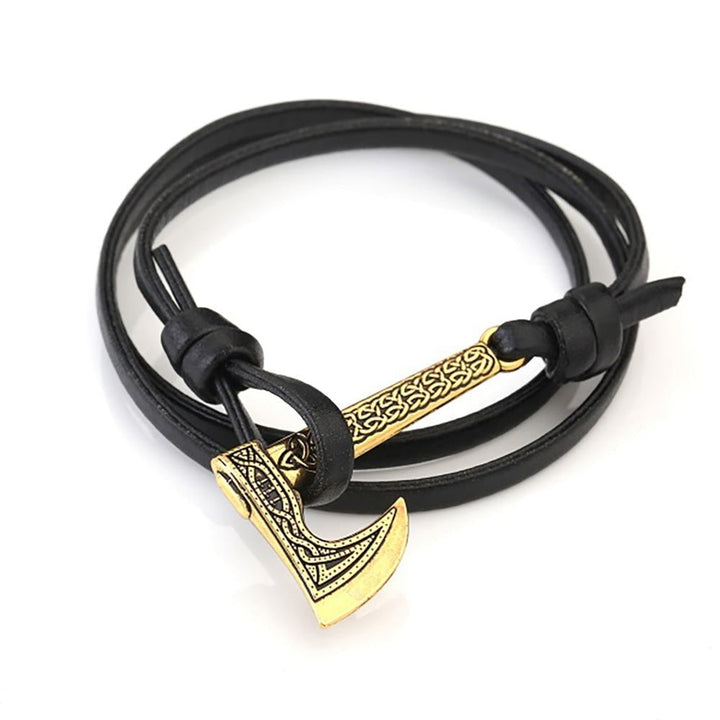 Viking Axe Wrap Leather Bracelet