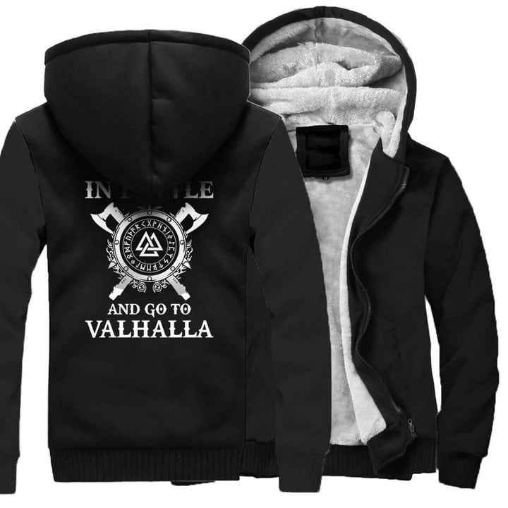 Viking Hoodie With Symbols And Go To Valhalla Prints