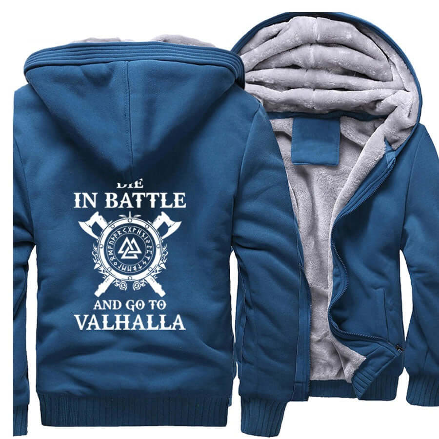 Viking Hoodie With Symbols And Go To Valhalla Prints