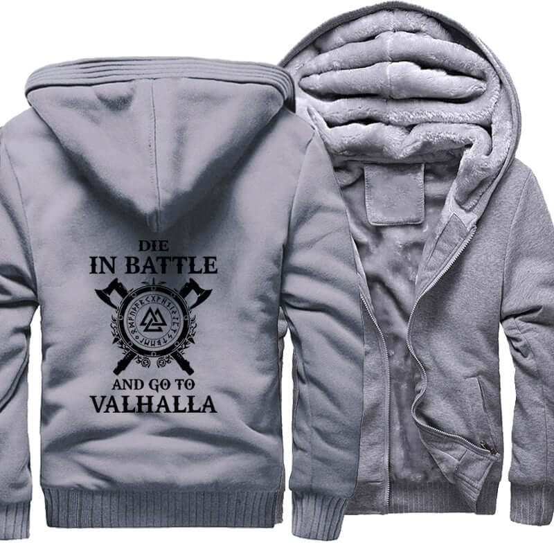 Viking Hoodie With Symbols And Go To Valhalla Prints