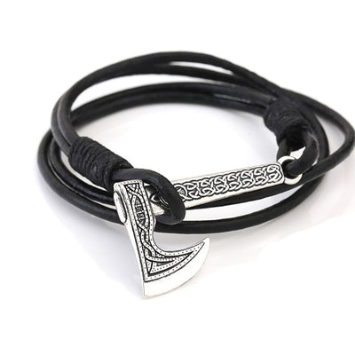Viking Axe Wrap Leather Bracelet