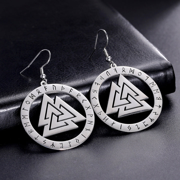 Viking Earrings - Valknut in Runes