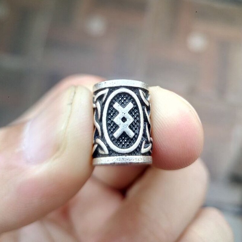 VIKING BEARD BEAD WITH NORSE RUNES