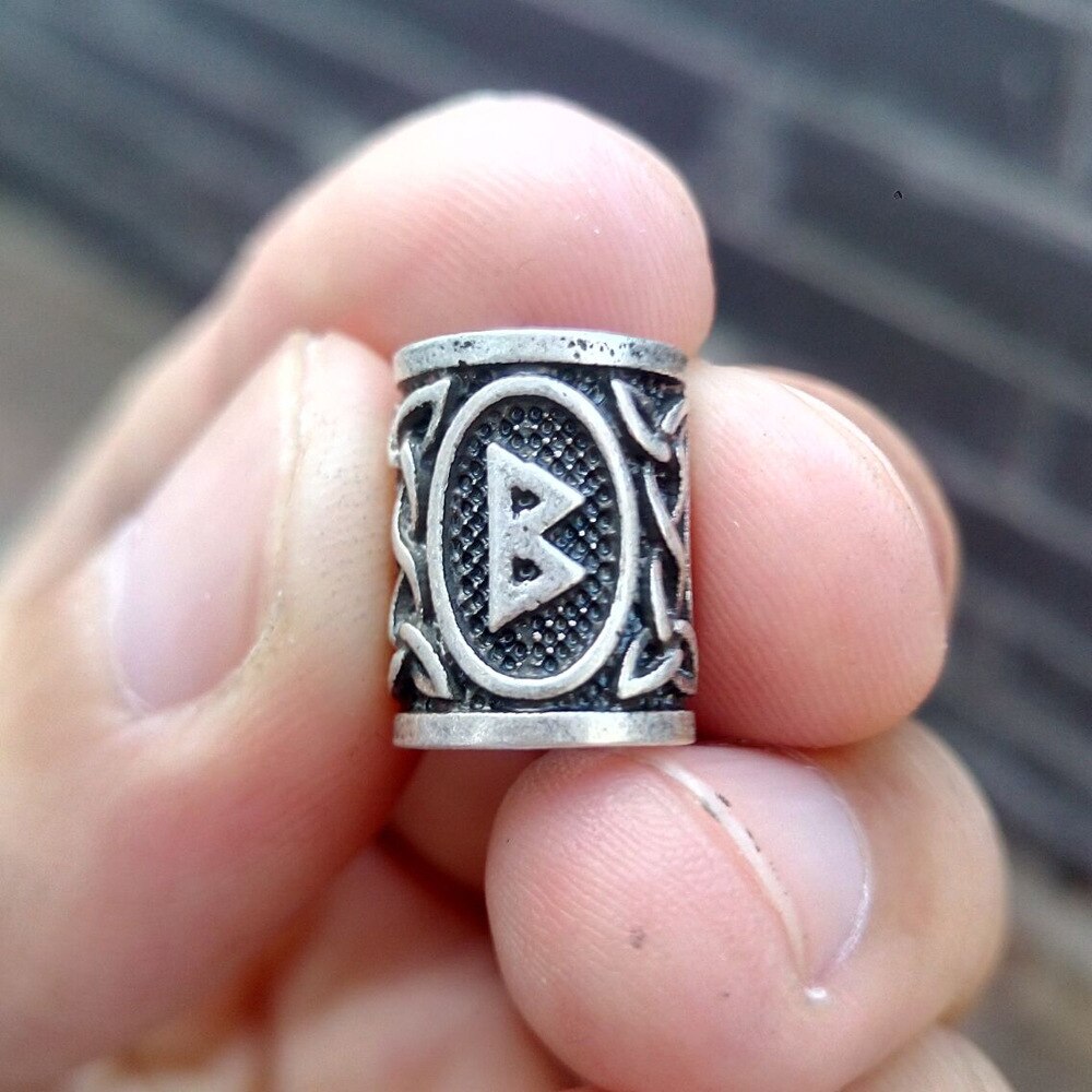 VIKING BEARD BEAD WITH NORSE RUNES