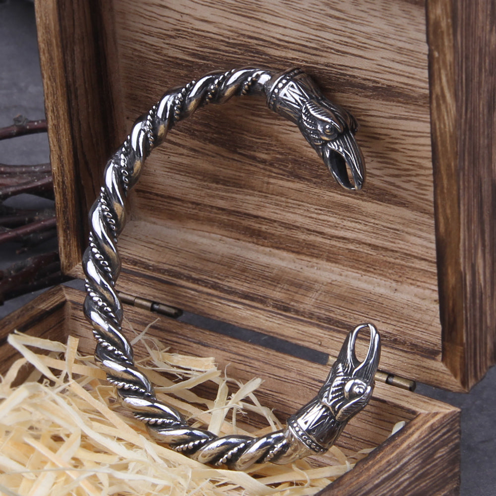 Viking Arm Ring With Huginn and Muninn Ravens
