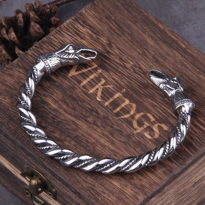 Viking Arm Ring With Huginn and Muninn Ravens
