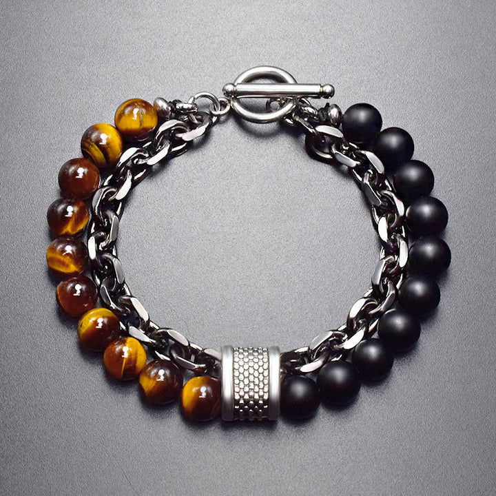 Double-layer Beaded Stone Viking Bracelet