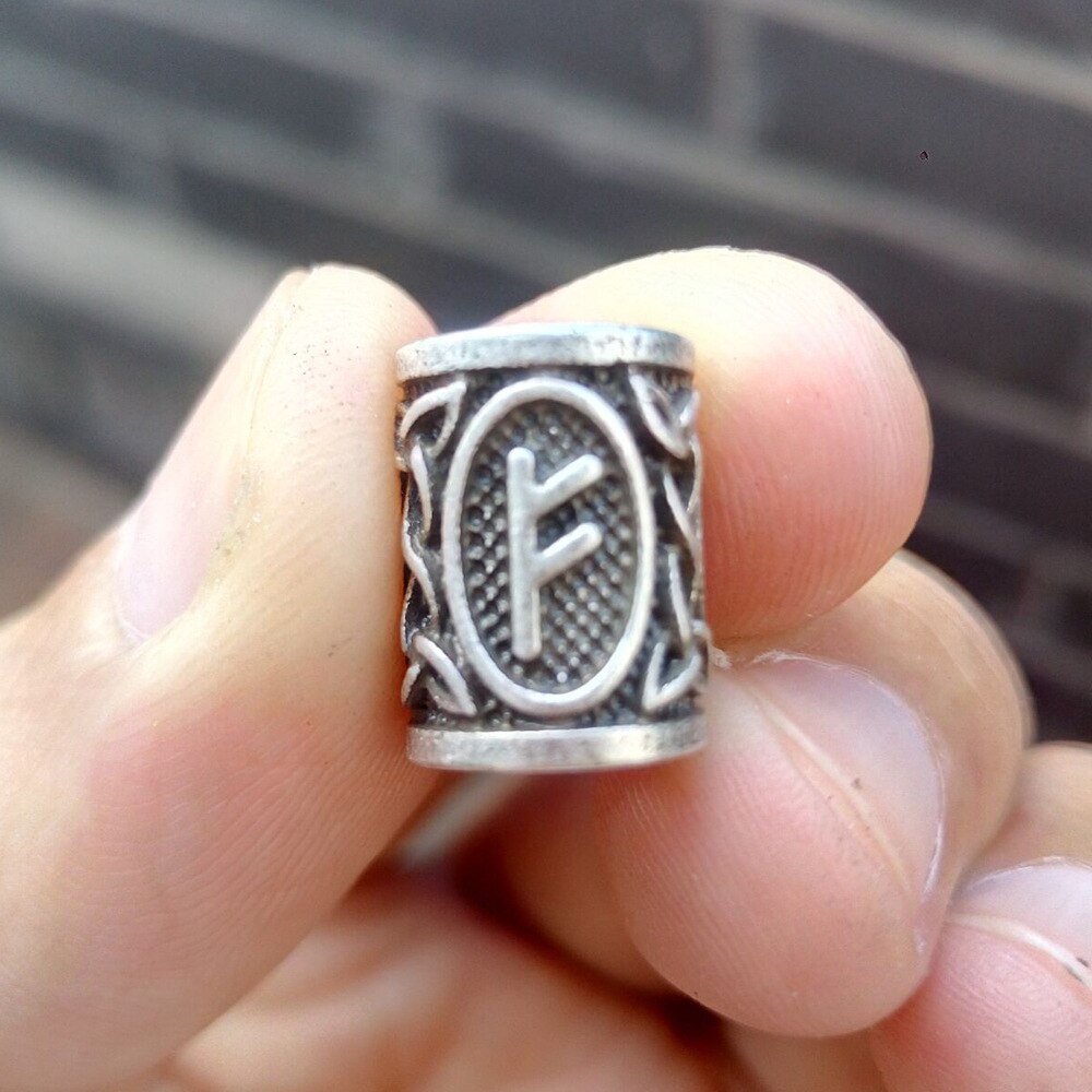 VIKING BEARD BEAD WITH NORSE RUNES