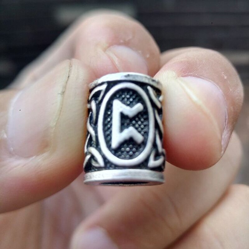 VIKING BEARD BEAD WITH NORSE RUNES