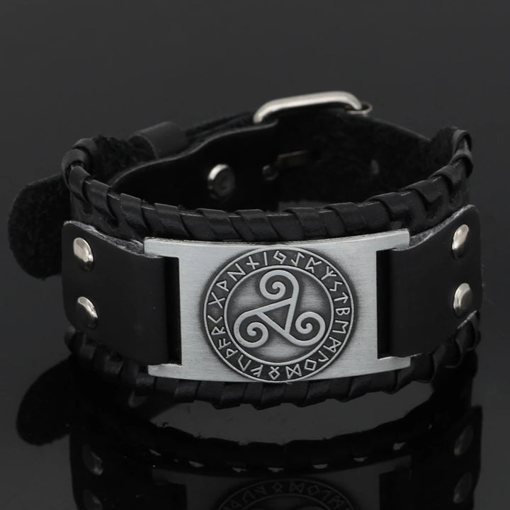 Triskelion Viking Leather Bracelet