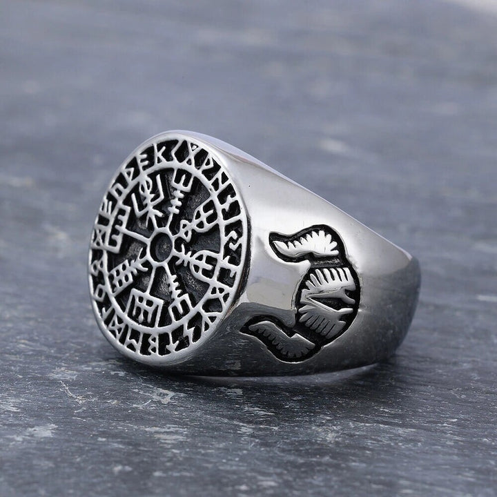 Viking Ring - Vegvisir And Helmet