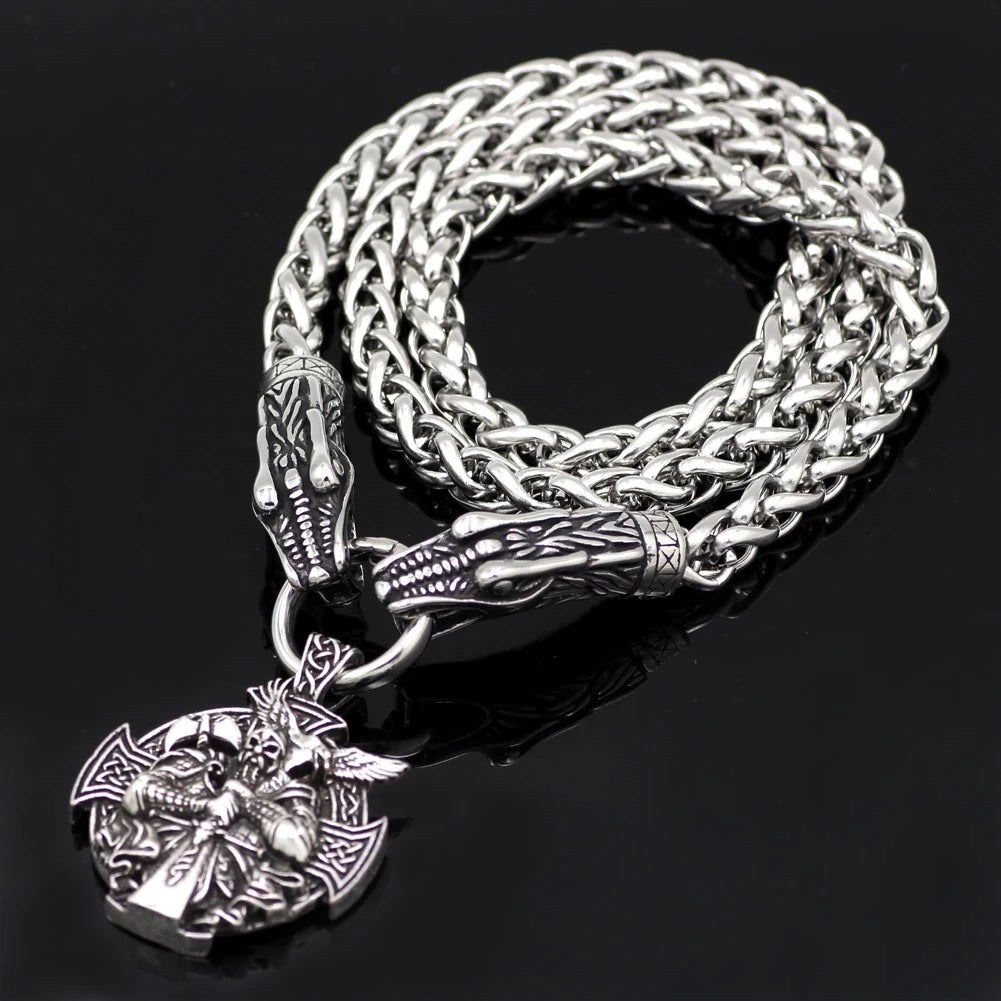 King Chain Featuring Dragon Heads Holding Berserker Pendant – Valhalla ...