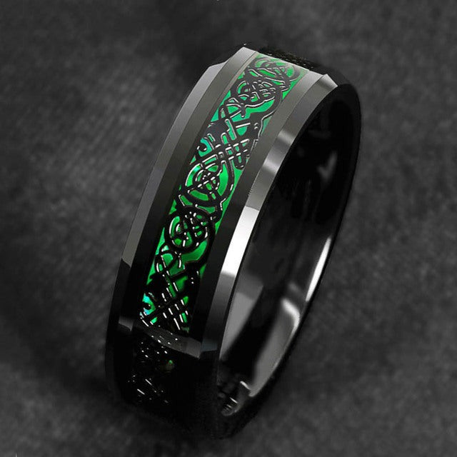 Loki God of Mischief Ring - Green Inlays