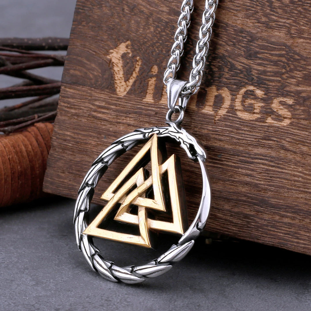 Viking Necklace - Valknut Ouroboros