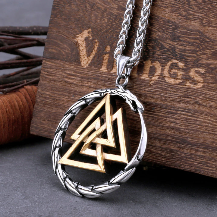 Viking Necklace - Valknut Ouroboros