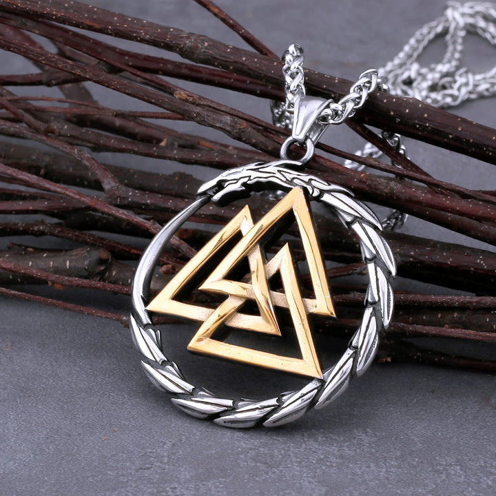 Viking Necklace - Valknut Ouroboros