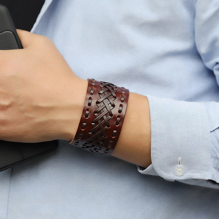 Braided Leather Cuff Bracelet