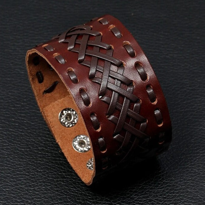 Braided Leather Cuff Bracelet