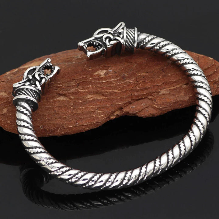 Wolf Head Twisted  Viking  Arm Ring