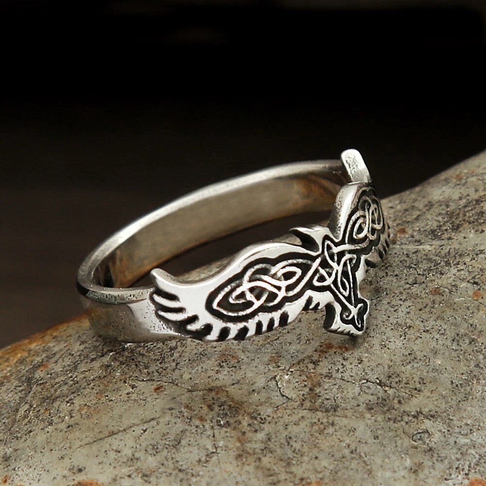 Viking Ring - Silver Odin's Raven