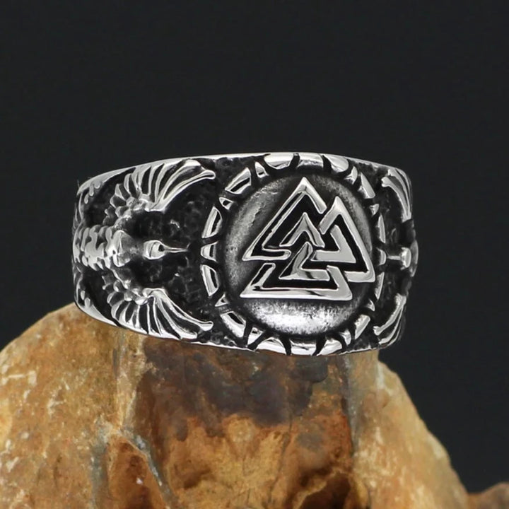 Viking Ring - Valknut with Ravens