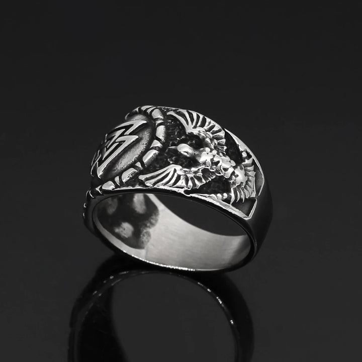 Viking Ring - Valknut with Ravens