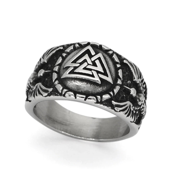 Viking Ring - Valknut with Ravens