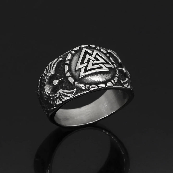 Viking Ring - Valknut with Ravens