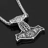 Thors Hammer Necklace - Golden Asgards Wolves
