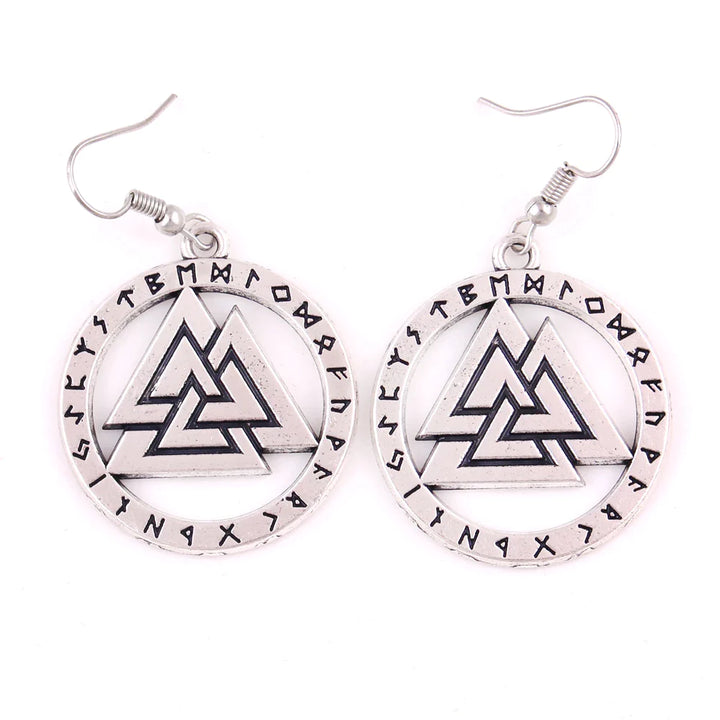 Viking Earrings - Valknut in Runes