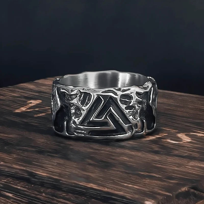 Viking Ring - Valknut Engraved