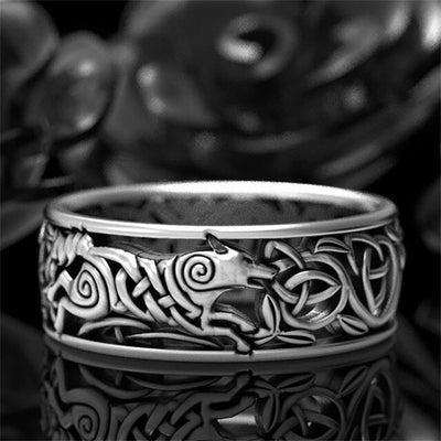 Nordic Celtic Mask Wolf Ring Stainless Steel Men's Vintage Tribal Fox Ring  Biker | eBay