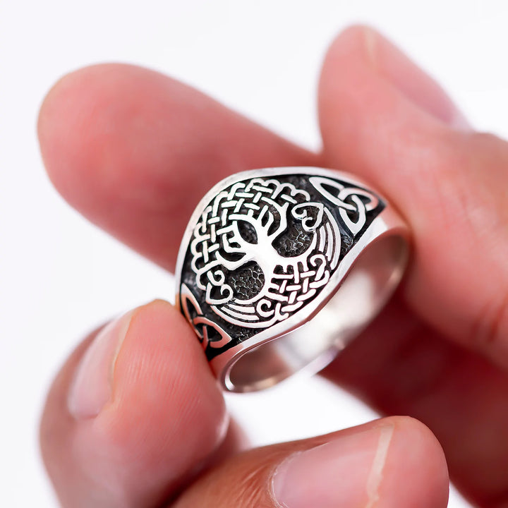 Viking Ring - Silver Yggdrasil Tree Knotwork