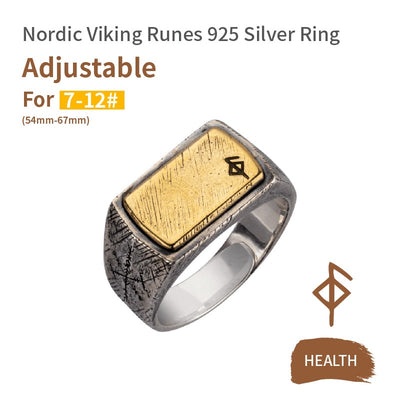 Nordic Viking Rune Ring - Sterling Silver