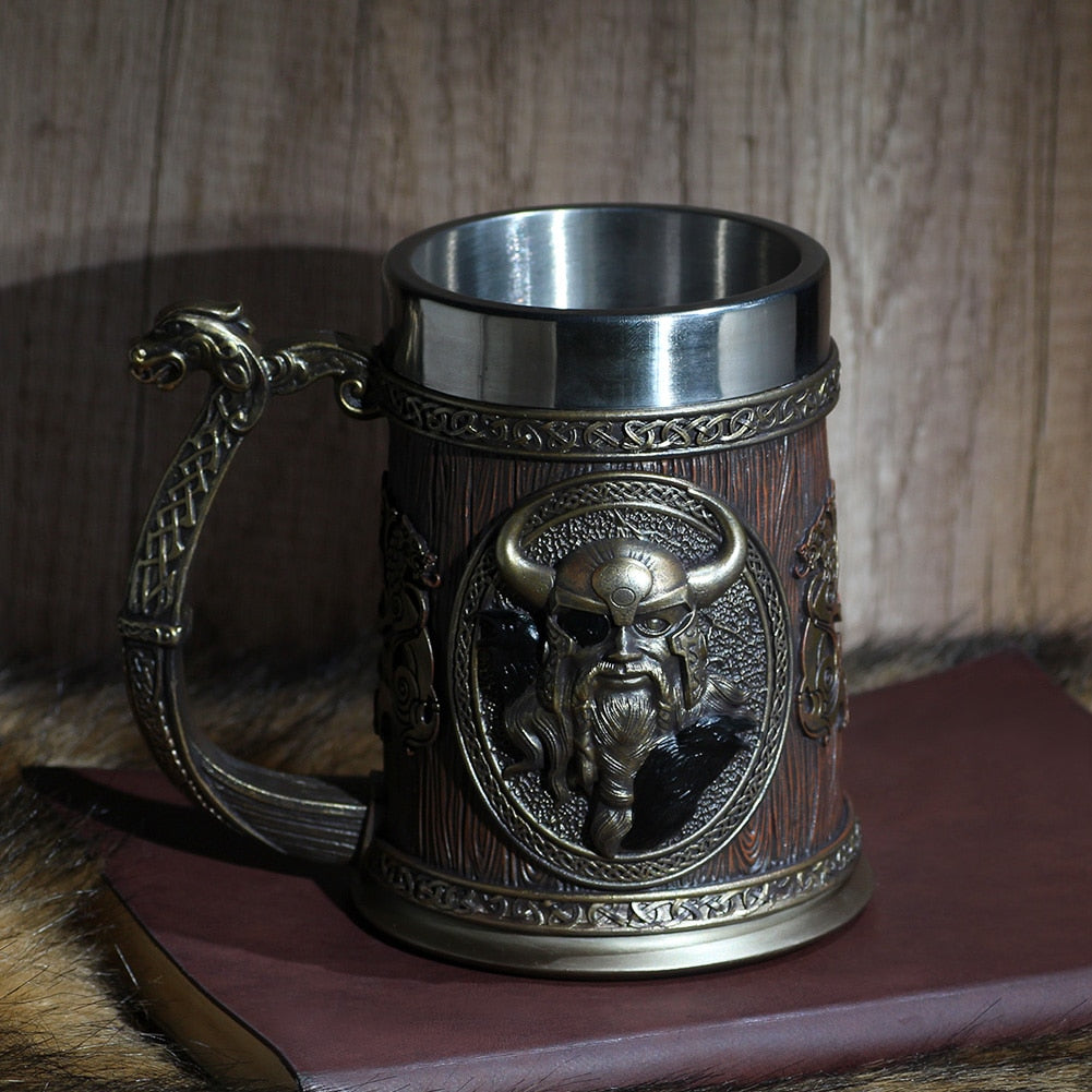 Norse Viking Beer Mug Featuring Thor and Odin